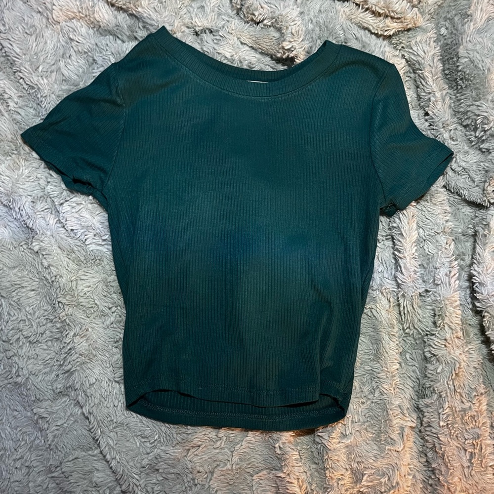 Women's Teal Short Sleeve slightly cropped Top